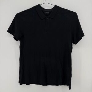 Vince Polo Shirt Mens L Short Sleeve 100% Cotton Black Solid